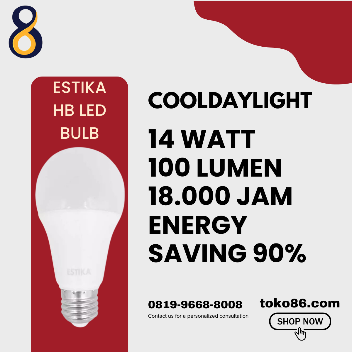 Lampu LED Estika Bulb 14 Watt